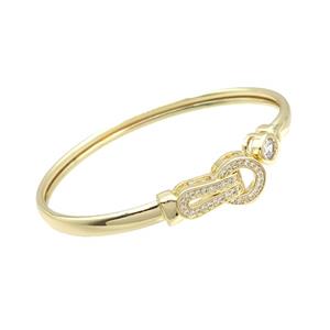 Copper Bangle Pave Zircon Gold Plated, approx 7mm, 11-20mm, 50-60mm dia