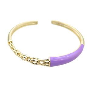 Copper Bangle With Lavender Enamel Gold Plated, approx 7mm, 50mm dia