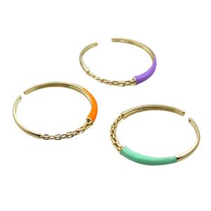 Copper Bangle With Enamel Gold Plated Mixed, approx 7mm, 50mm dia