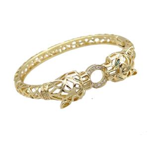 Copper Bangle Pave Zircon Tiger Gold Plated, approx 14mm, 56-60mm