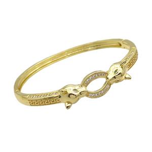 Copper Bangle Pave Zircon Fox Gold Plated, approx 9mm, 53-57mm