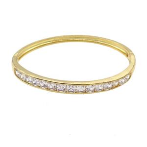 Copper Bangle Pave Zircon Gold Plated, approx 5mm, 50-57mm
