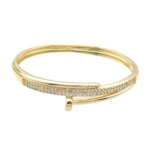 Copper Bangle Pave Zircon Gold Plated, approx 7mm, 55-60mm