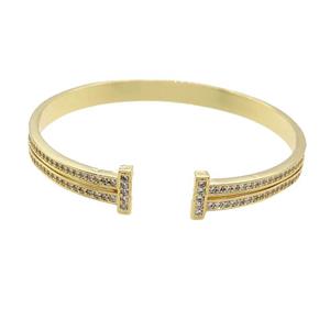 Copper Bangle Pave Zircon Gold Plated, approx 10mm, 60mm dia