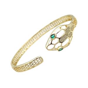 Copper Bangle Pave Zircon Snake Gold Plated, approx 16mm, 50-60mm