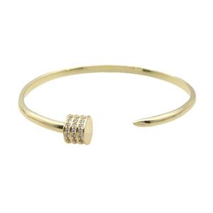 Copper Bangle Pave Zircon Gold Plated, approx 9.5mm, 50-60mm