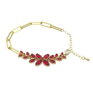 Copper Bracelets Pave Zircon Red Gold Plated, approx 8-14.5mm, 5-15mm, 15-20cm length