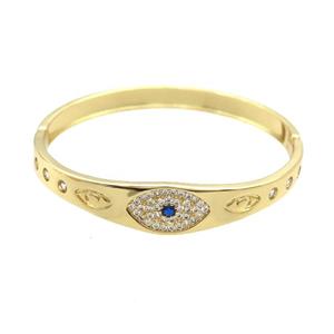 Copper Bangle Pave Zircon Gold Plated Eye, approx 9-12mm, 50-60mm
