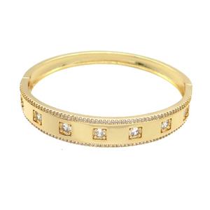 Copper Bangle Pave Zircon Gold Plated, approx 6-11mm, 50-60mm