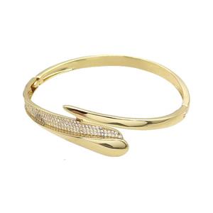 Copper Bangle Pave Zircon Gold Plated, approx 11mm, 50-60mm