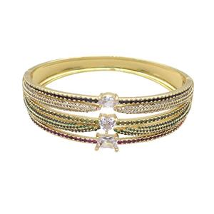 Copper Bangle Pave Zircon Gold Plated, approx 7-22mm, 55-60mm