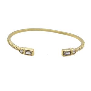 Copper Bangle Pave Zircon Gold Plated, approx 5-8mm, 50-60mm