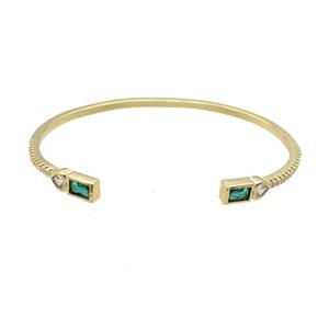 Copper Bangle Pave Zircon Green Gold Plated, approx 5-8mm, 50-60mm