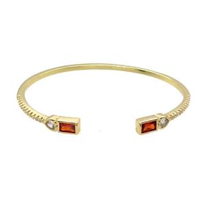 Copper Bangle Pave Zircon Red Gold Plated, approx 5-8mm, 50-60mm