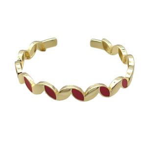 Copper Bangle Pave Red Agate Gold Plated, approx 8mm, 55mm dia