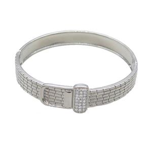 Copper Bangle Pave Zircon Platinum Plated, approx 9-15mm, 58mm dia
