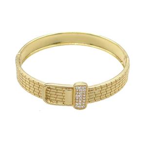 Copper Bangle Pave Zircon Gold Plated, approx 9-15mm, 58mm dia