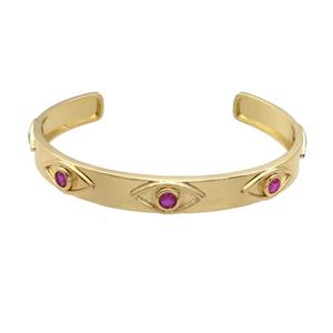 Copper Bangle Pave Zircon Gold Plated Eye, approx 8.5mm, 50-60mm