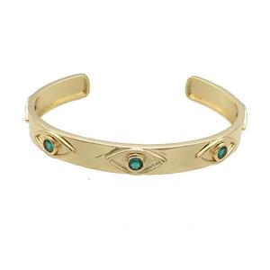 Copper Bangle Pave Zircon Gold Plated Eye, approx 8.5mm, 50-60mm