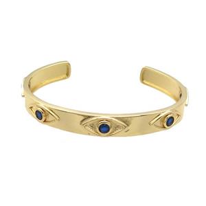 Copper Bangle Pave Zircon Eye Gold Plated, approx 8.5mm, 50-60mm
