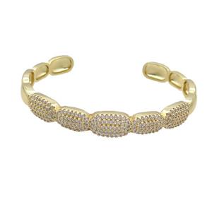 Copper Bangle Pave Zircon Gold Plated, approx 7-10mm, 8-14mm, 50-57mm