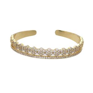 Copper Bangle Pave Zircon Gold Plated, approx 9mm, 50-60mm