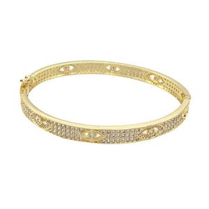 Copper Bangle Pave Zircon Gold Plated Eye, approx 6mm, 55-60mm