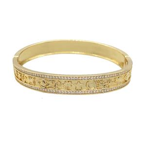 Copper Bangle Pave Zircon Gold Plated, approx 9mm, 55-60mm