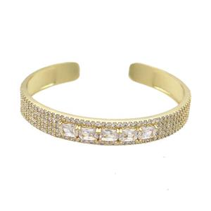 Copper Bangle Pave Zircon Gold Plated, approx 9mm, 50-55mm
