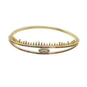 Copper Bangle Pave Zircon Eye Gold Plated, approx 10mm, 50-60mm