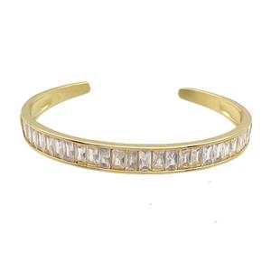 Copper Bangle Pave Zircon Gold Plated, approx 7.5mm, 50-60mm