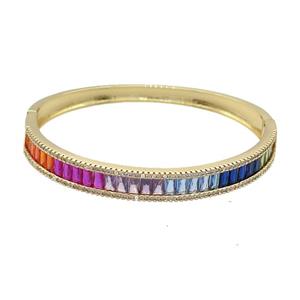 Copper Bangle Pave Multicolor Zircon Gold Plated, approx 8mm, 50-60mm