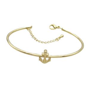 Copper Bangle Anchor Gold Plated, approx 9-11mm, 50mm, 50-60mm
