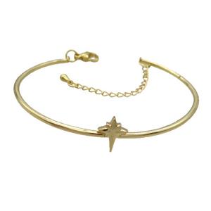 Copper Bangle Northstar Gold Plated, approx 9-11mm, 50mm, 50-60mm