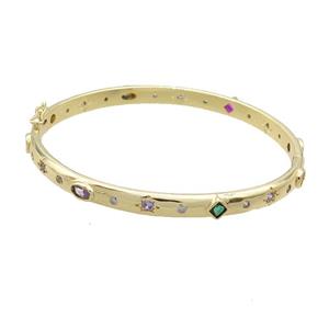 Copper Bangle Pave Zircon Gold Plated, approx 5mm, 55-60mm