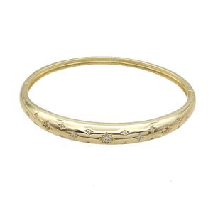 Copper Bangle Pave Zircon Gold Plated, approx 4-7mm, 50-60mm