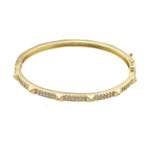 Copper Bangle Pave Zircon Gold Plated, approx 4mm, 50-60mm