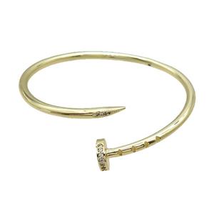 Copper Bangle Pave Zircon Gold Plated, approx 11.5mm, 3.5mm, 55-60mm