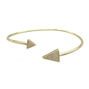 Copper Bangle Pave Zircon Triangle Gold Plated, approx 6.5mm, 10-12mm, 55-65mm