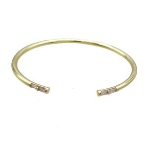 Copper Bangle Pave Zircon Gold Plated, approx 3mm, 50-60mm