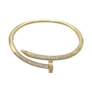Copper Bangle Pave Zircon Gold Plated, approx 10mm, 3.5mm, 50-60mm