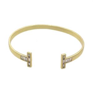 Copper Bangle Pave Zircon Gold Plated, approx 5-13mm, 55-65mm