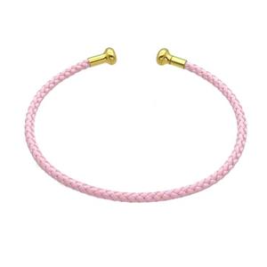 Copper Bangle Pink Nylon Wire Wrapped Gold Plated, approx 3mm