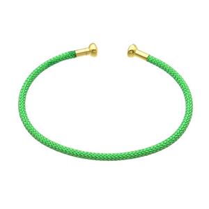 Copper Bangle Green Nylon Wire Wrapped Gold Plated, approx 3mm