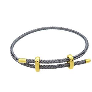 Gray Tiger Tail Steel Bracelet Adjustable, approx 3mm, 23cm length