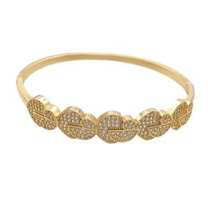 Copper Bangle Pave Zircon Gold Plated, approx 11mm, 50-60mm dia