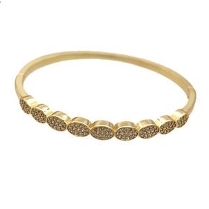 Copper Bangle Pave Zircon Gold Plated, approx 5mm, 50-60mm dia