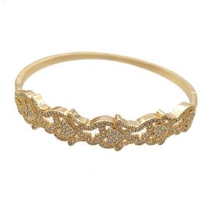 Copper Bangle Pave Zircon Gold Plated, approx 12mm, 50-60mm dia