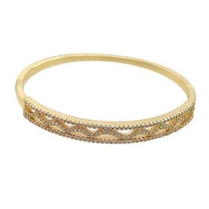 Copper Bangle Pave Zircon Gold Plated, approx 6.5mm, 50-60mm dia