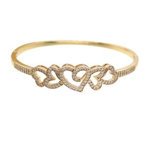 Copper Bangle Pave Zircon Heart Gold Plated, approx 12mm, 50-60mm dia